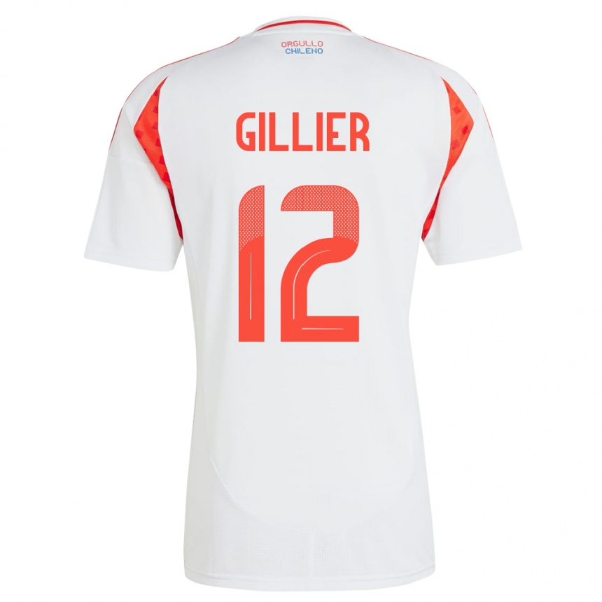 Dame Fotball Chile Thomas Gillier #12 Hvit Bortetrøye Drakt Trøye 24-26 Skjorter