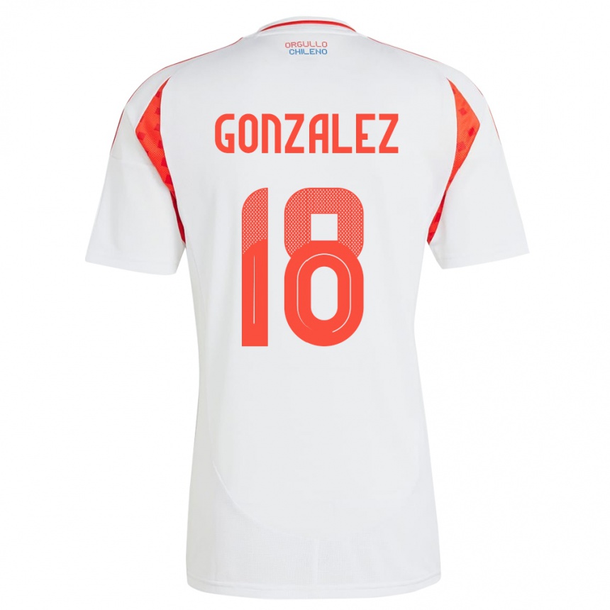 Dame Fotball Chile Bryan González #18 Hvit Bortetrøye Drakt Trøye 24-26 Skjorter