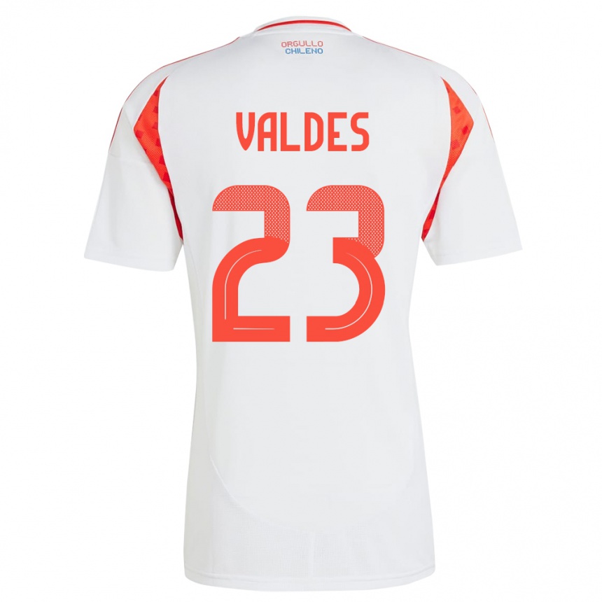 Dame Fotball Chile Francisco Valdés #23 Hvit Bortetrøye Drakt Trøye 24-26 Skjorter