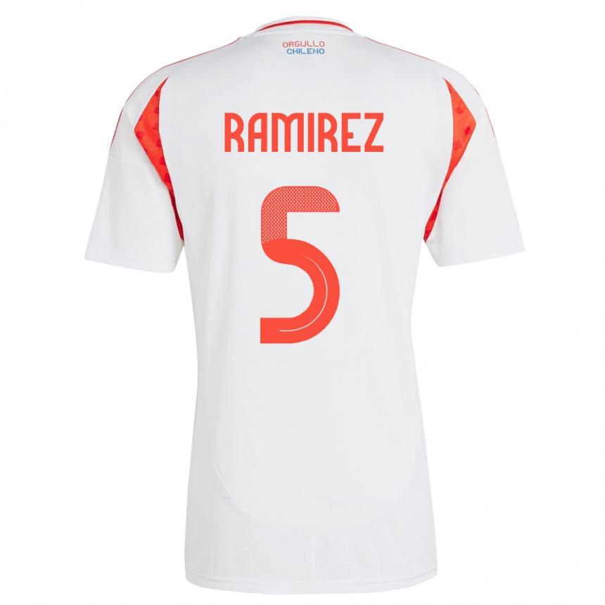 Dame Fotball Chile Fernanda Ramírez #5 Hvit Bortetrøye Drakt Trøye 24-26 Skjorter