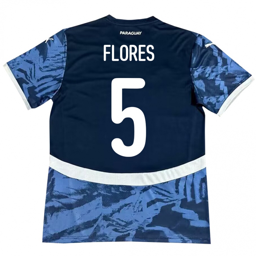 Dame Fotball Paraguay Gilberto Flores #5 Blå Bortetrøye Drakt Trøye 24-26 Skjorter