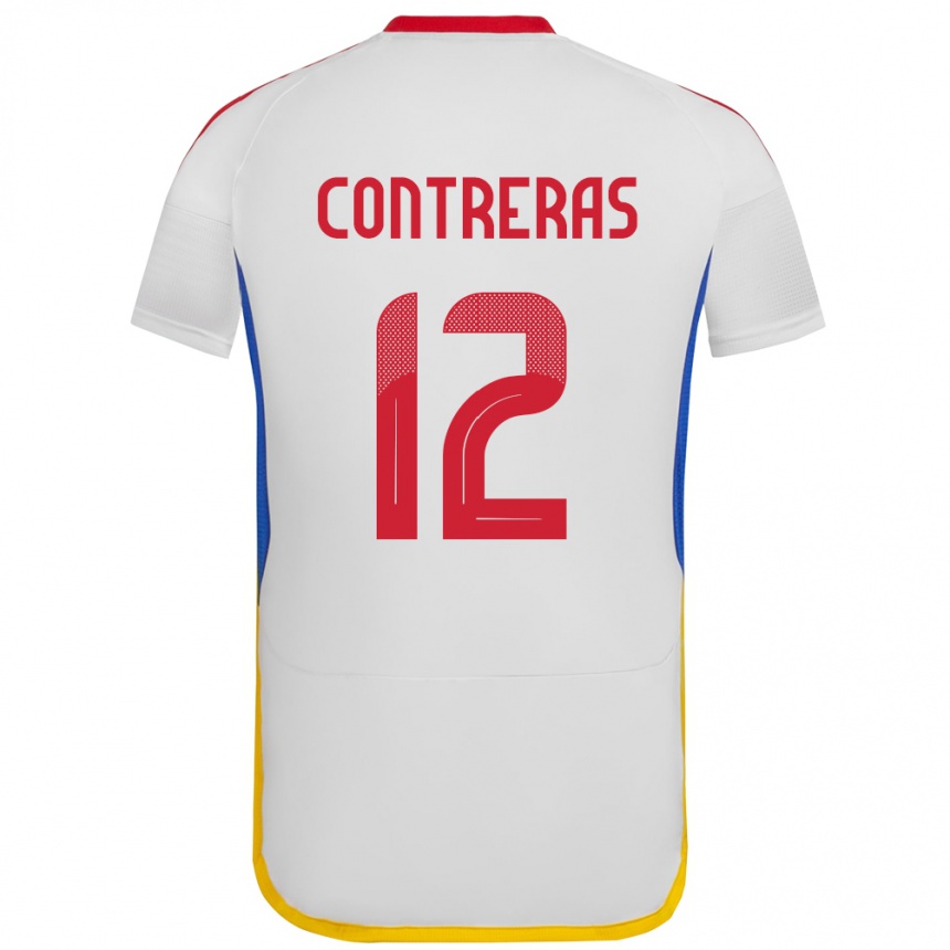 Dame Fotball Venezuela José Contreras #12 Hvit Bortetrøye Drakt Trøye 24-26 Skjorter